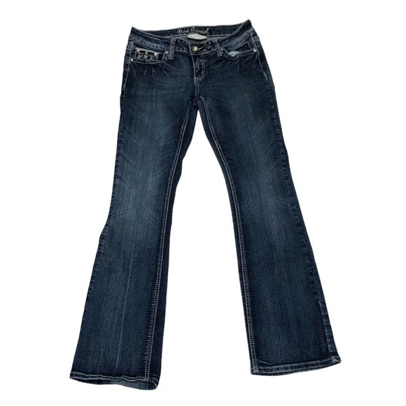 Red Camel Jeans Juniors 9 Bling Low Rise Distressed Embellished Bling Womens Pan - Picture 16 of 16